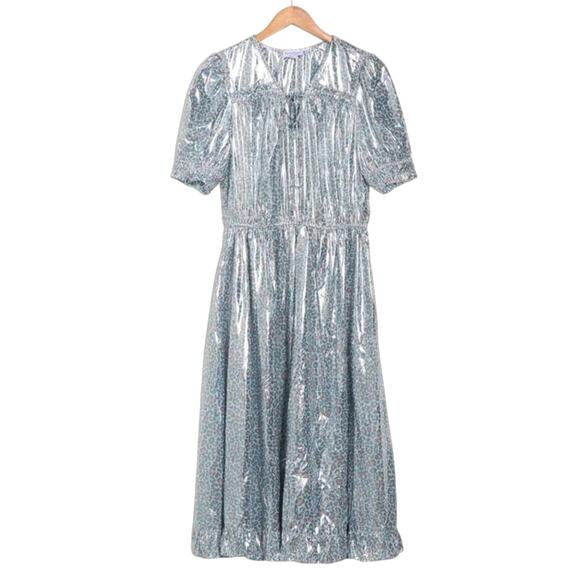 Current Air Leopard Shine Midi Dress Blue NEW - Picture 1 of 8